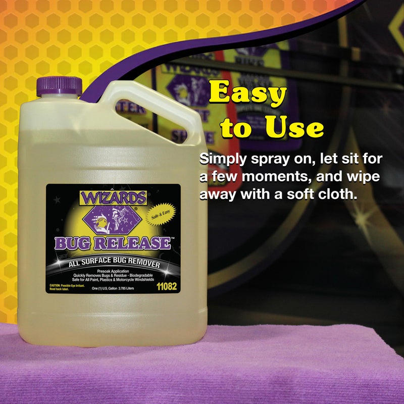 WIZARDS إطلاق سراح الحشرات من ويزاردز - مزيل وغسيل الحشرات لجميع الأسطح لجميع المركبات - يلين ويعادل بروتين الحشرات الحمضي - يعمل كمنظف بقع ومنظف مسبق للنقع للسيارات - 1 جالون - Image 5